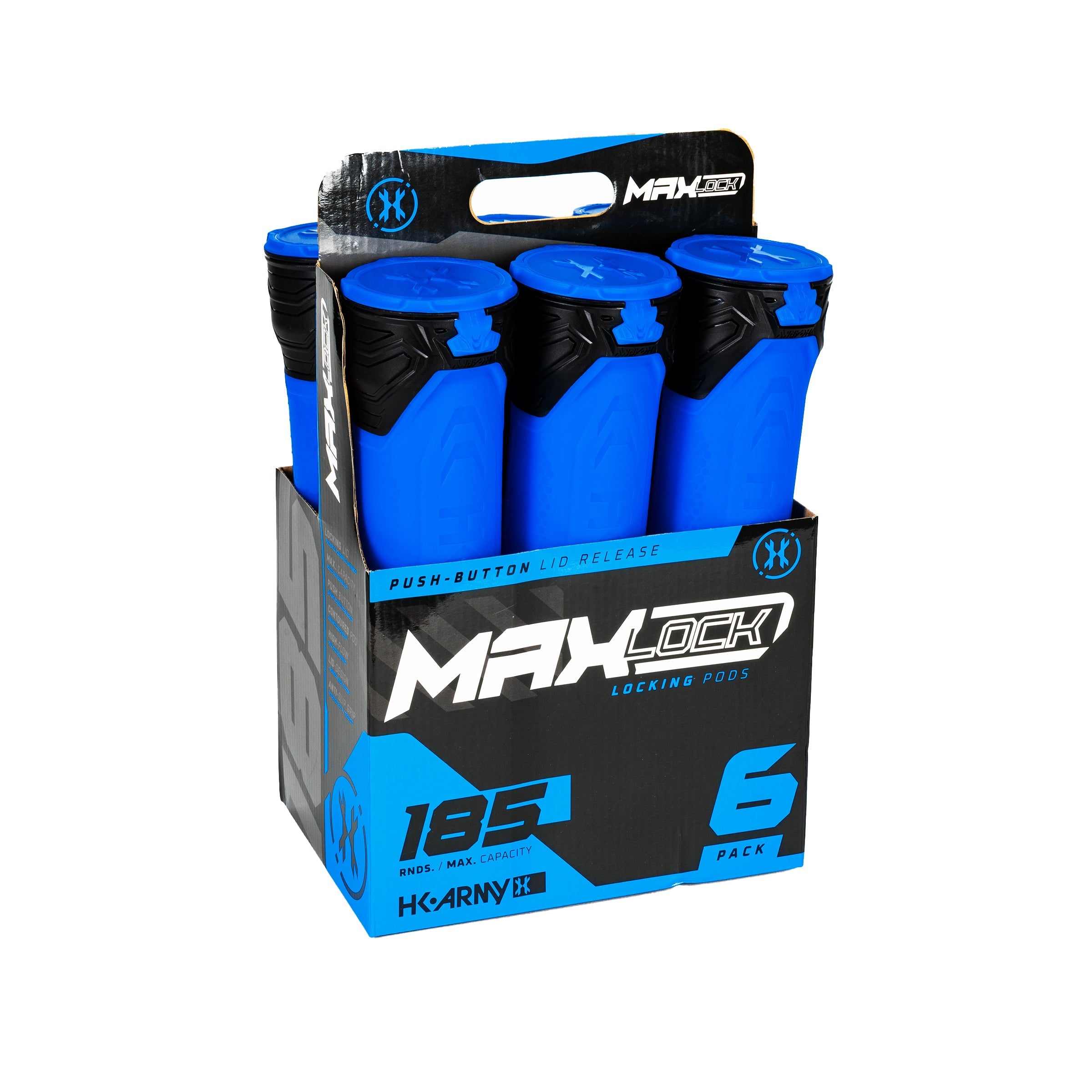 MaxLock Pods - Lock Lid 185 Rounds - Cobalt 6-Pack
