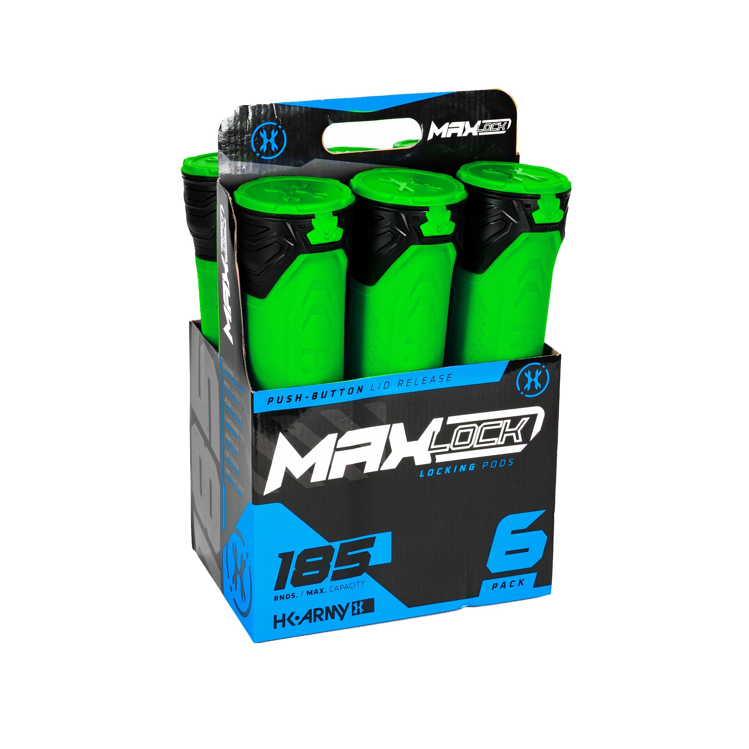 MaxLock Pods - Lock Lid 185 Rounds - Energy 6-Pack