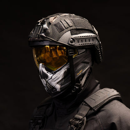 Unite Goggle Mk II - Warlord Enforcer (Black/White Skull) - Gold Lens